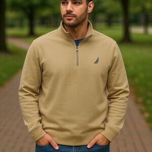 Nautica Navtech Quarter-Zip Cotton Knit Sweater  size: M